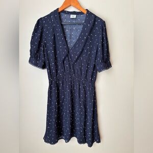 Sunday Best Aritzia Navy Blue Collar Dress with White Accents